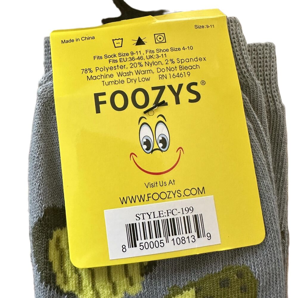 NWT Foozys Grey Pickle Crew Socks Women's One Size - Picture 3 of 3